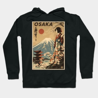 Osaka Japan Vintage Travel Art Poster Hoodie